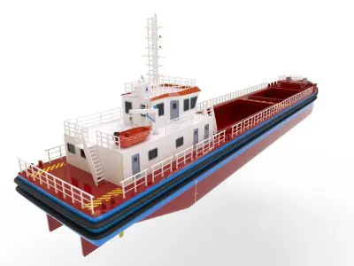 Bulk cargo vessel Low-poly 3D model