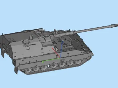 Modern self propelled gun Low-poly 3D model