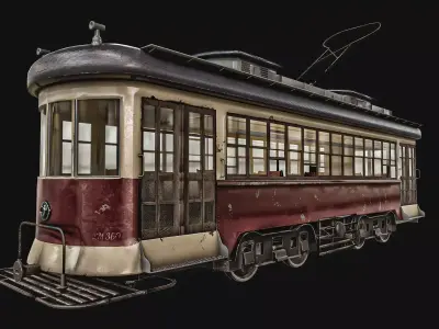 Old Tram Low-poly 3D model get