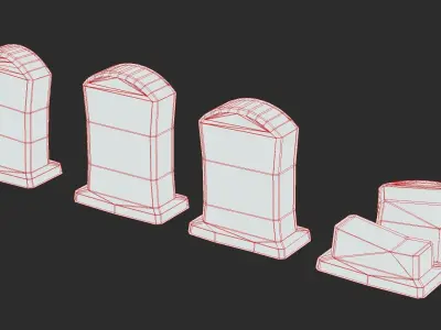 Stylized Gravestones Set Lowpoly Handpainted 3d-model Free low-poly 3D model