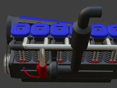 I 6 air cooled engine 3D model