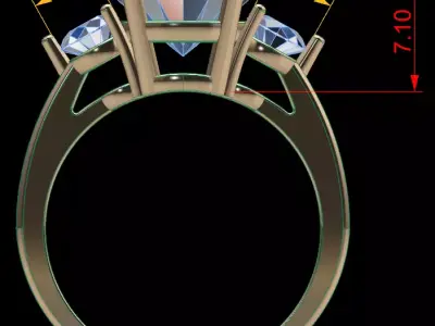 3 STONE ENGAGEMENT RING 3D print model