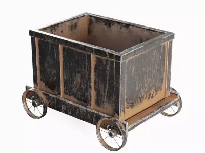 Old Mining Trolley 06 Low-poly 3D model