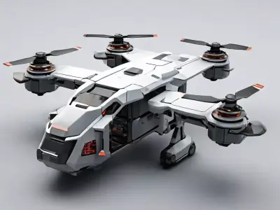 Futuristic Quadcopter Drone Transport Low-poly 3D model