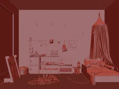 Bedroom interior scenes 3D model 3