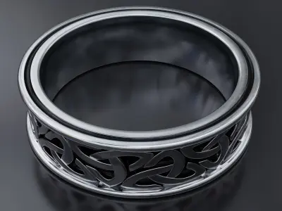 A set of gold and silver rings with a Celtic motif 3D print model