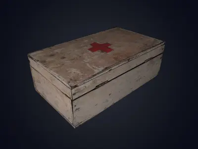 Wooden First Aid Kit Low-poly 3D model