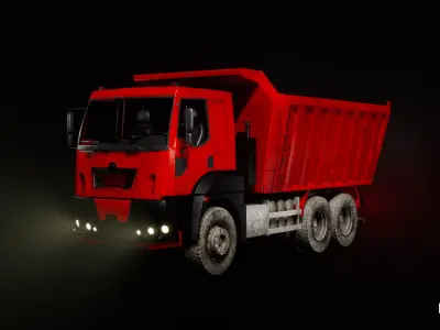 Driveable Animated Construction Truck Low-poly 3D model purchase