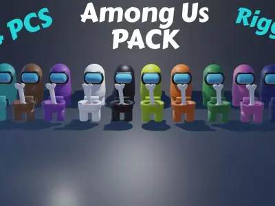 Among Us PACK Low-poly 3D model