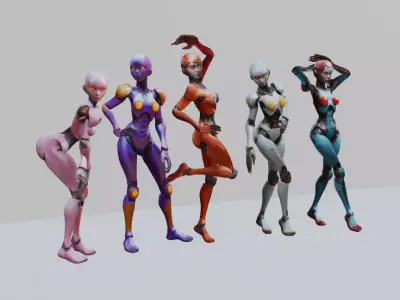 Futuristic Female Robot Assistant 3D model