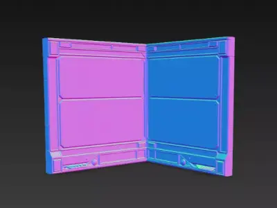 Sci-Fi Industrial Corner Wall Panel - PBR Low Poly Game Ready Low-poly 3D model