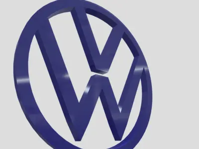 Volkswagen car 3D Logo Design Realistic Red  3D model Low-poly 3D model