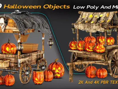 Halloween Bundle Low-poly 3D model