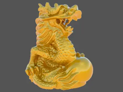Sculpture-007 golden dragon statue 3D model