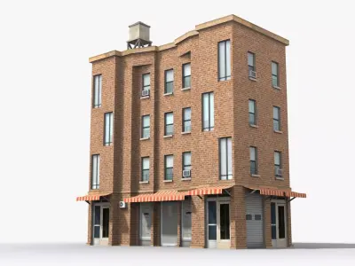Apartment Building x34 Low-poly 3D model
