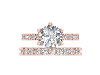 Solitair Ring Bridal Set 3D print model