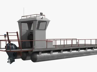 Flipper Pontoon Utility Boat with Yamaha Outboard Gray Rigged for Maya 