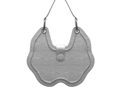 Silver Leather Mini Flap Bag 3D model