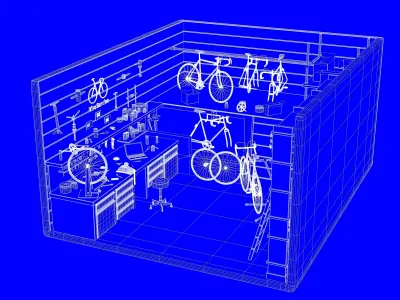 Bicycle Service Workshop 3D model