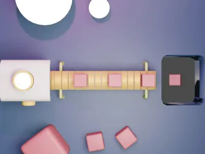 3D factory model  rollar belt  boxes  Conveyor System Low-poly 3D model