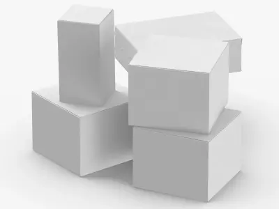 Cardboard Box Set 01 04 3D model