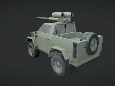 military armored vehicle with mounted cannon 3D model