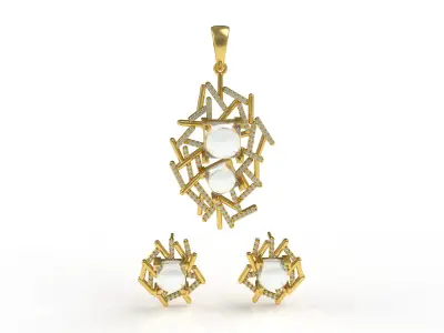 Diamond Pendant Set 14 3D print model