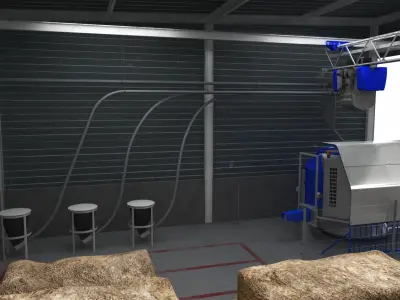 Automatic Cow Farm Feeding And Silage System Building 3D model