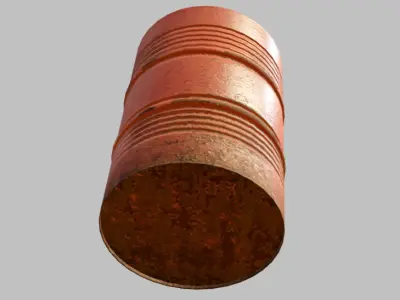 rusty metal barrel red Low-poly 3D model