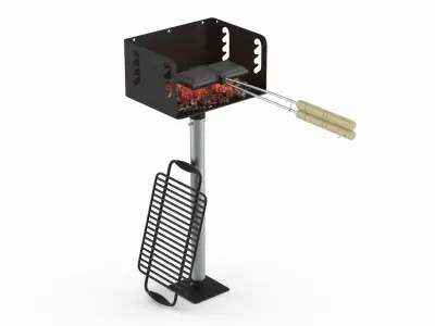 Cast Iron Sandwich Press in Metal Grill 3D model