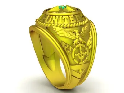 Military United Emblem Signet Ring for Men  443 3D print model
