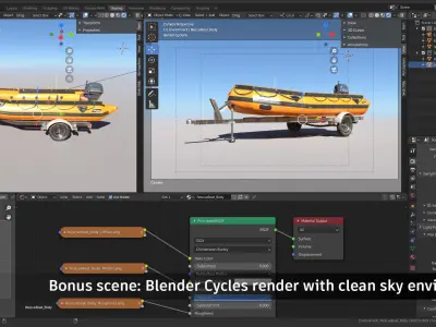 Lifeguard Rescue Boat With Trailer Low-poly 3D model