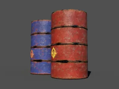 Old Oil Drums Rusty Oily Variants  Free low-poly 3D model