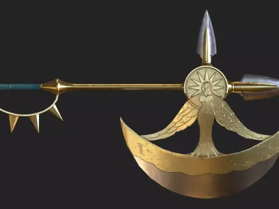 Escanor Sacred Treasure Divine Axe Rhitta Low-poly 3D model