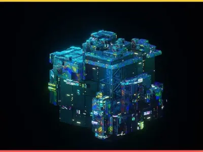 Procedural Sci-Fi Cyberpunk Effect Generator For Blender Low-poly 3D model