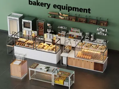 Bakery Equipment Commercial Display Pack PBR Game Ready Low-poly 3D model