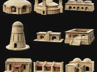 GREATEST ANCIENT EGYPT DESERT ARAB CITY AAA BUILDER COLLECTION 3D Model Pack