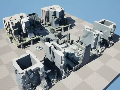 scifi architecture set a-20 - ue5 project Low-poly 3D model