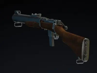 De Lisle Carbine Low Poly  Low-poly 3D model