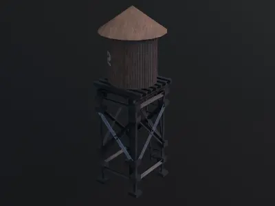 Water Tank - Game Ready - Low Poly - PBR 3D Model Low-poly 3D model