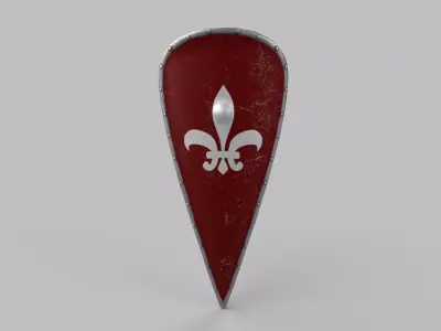 Shield fleur de lis on Low-poly 3D model