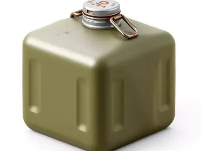 Military Style Square Jerry Can Low-poly 3D model