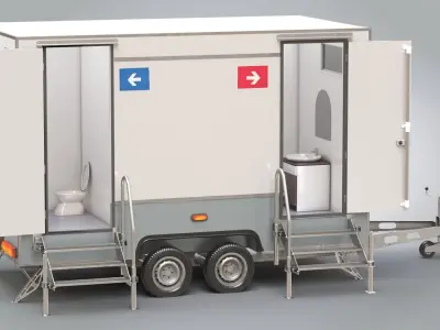 Portable WC Trailer-VIP Low-poly 3D model