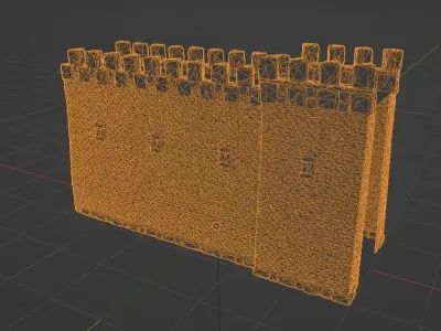 Castle Wall Section and Tower - Game Asset Low-poly 3D model