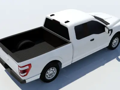 half ton Pickup truck ext cab low poly static Low-poly 3D model