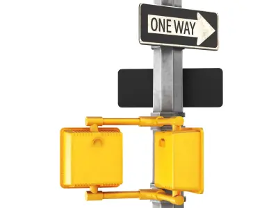 Detailed Street Light With Traffic Stop 3D model