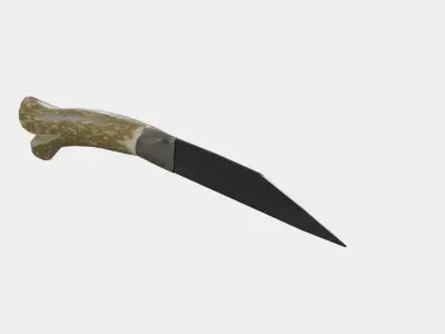 Seax Knife Antler Low-poly 3D model