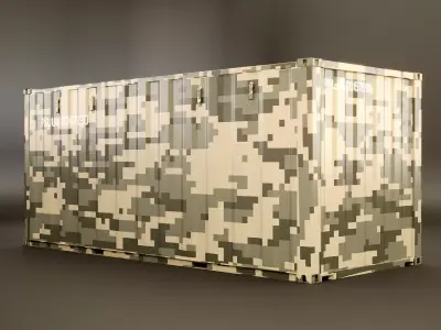 Military Intermodal Shipping Container 20-foot-long Low-poly 3D model