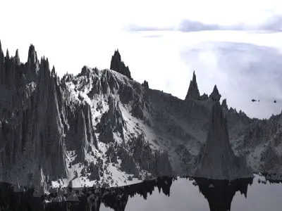 Mordor Mountain rock terrain 2 3D model
