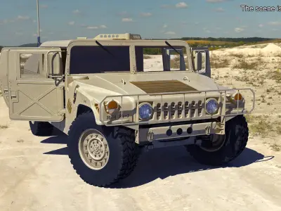 Military Humvee Vehicle Rigged for Cinema 4D 3D model